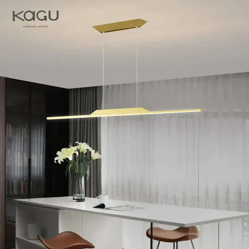 Gold-colored decorbites led ceiling pendant lamp with sleek metallic finish and height adjustable minimalist design