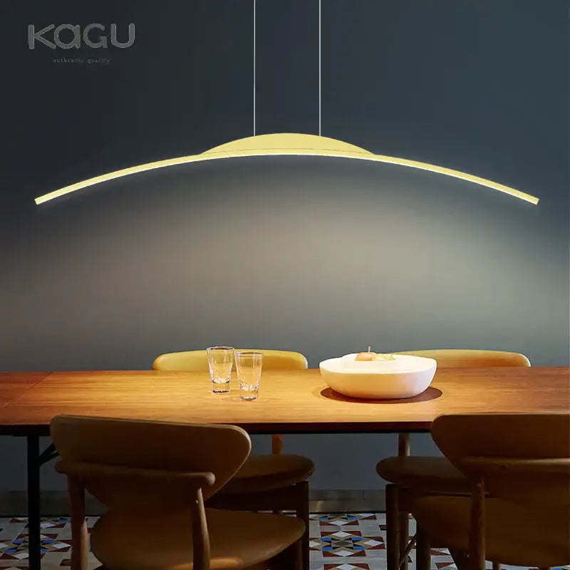 Decorbites led ceiling modern curved led ceiling pendant lamp with warm yellow light and minimalist design