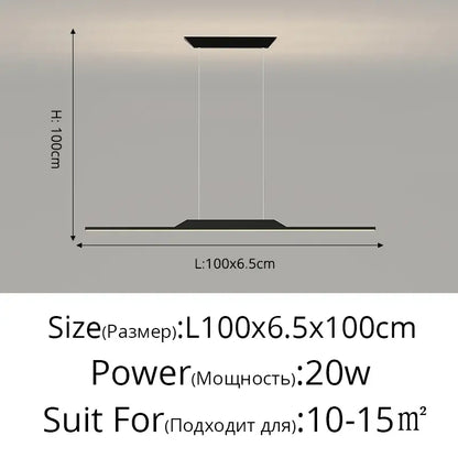 Modern black rectangular decorbites led ceiling pendant lamp with sleek minimalist design and height adjustable cords