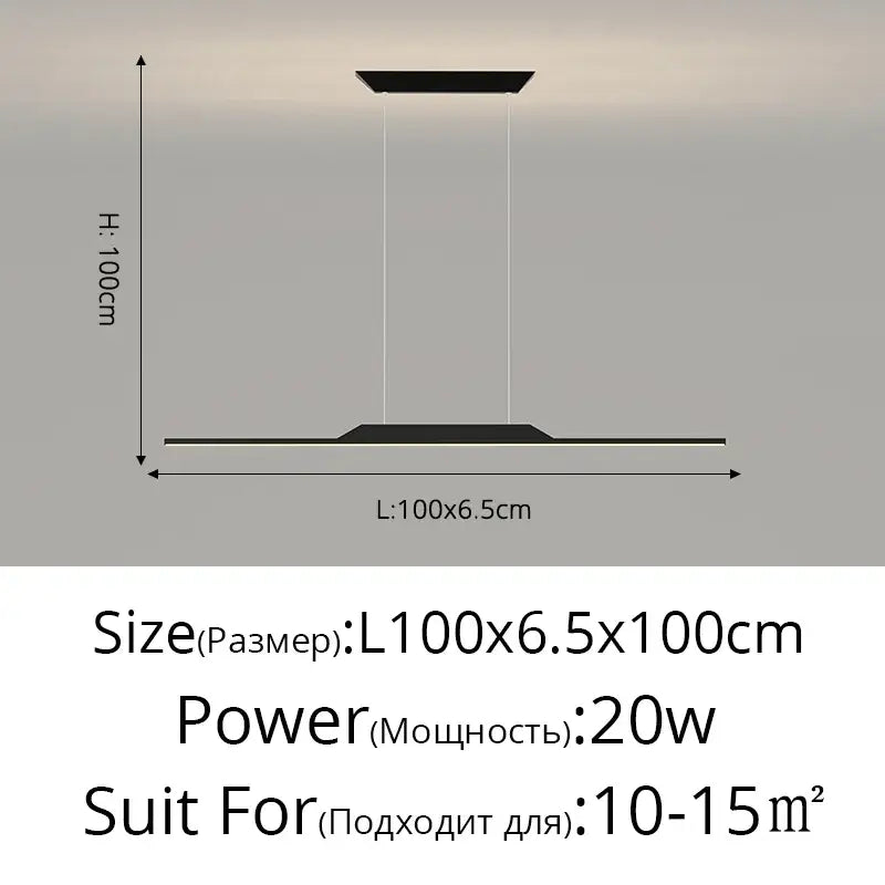 Modern black rectangular decorbites led ceiling pendant lamp with sleek minimalist design and height adjustable cords