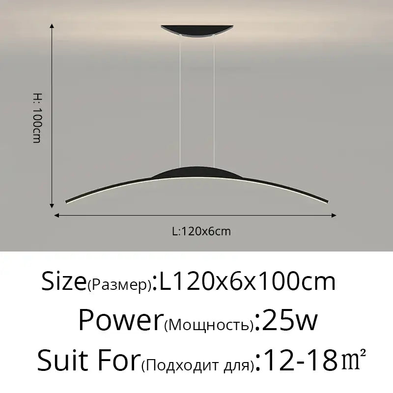 Modern black and white curved decorbites led ceiling pendant lamp with minimalist design and height adjustable feature