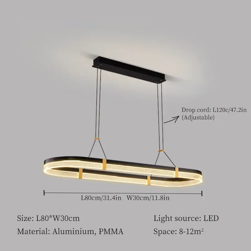 Modern black and gold aluminum and pmma pendant lights with led illumination by decorbites led ceiling for dining decor