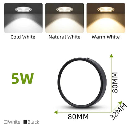 Black 5w circular recessed led ceiling spot downlight with minimalist design by decorbites for home kitchen lighting