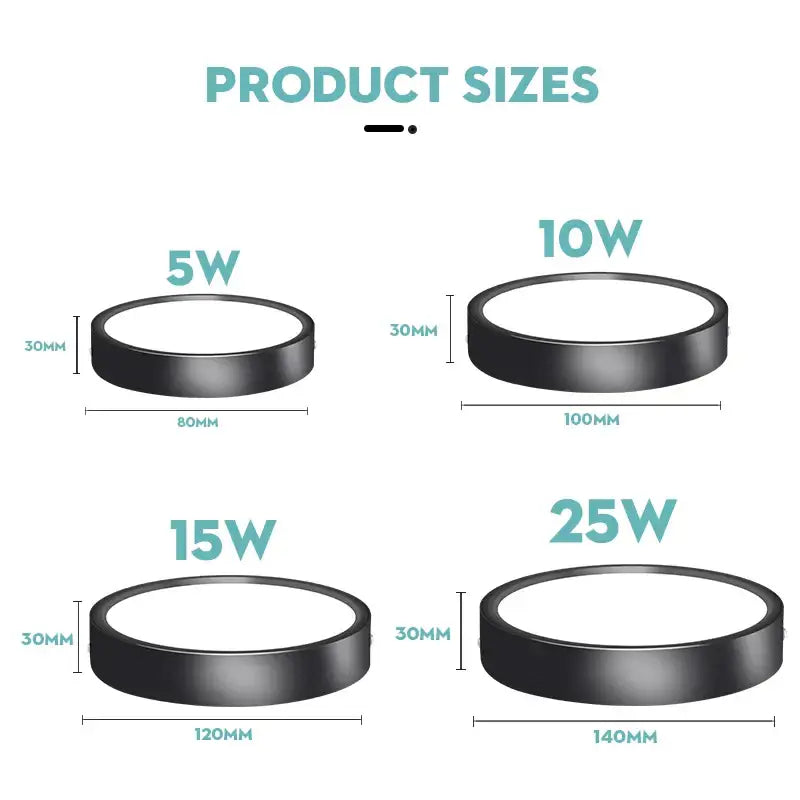 DecorBites™ black led ceiling spot downlight available in 5w 10w 15w and 25w for home and kitchen lighting