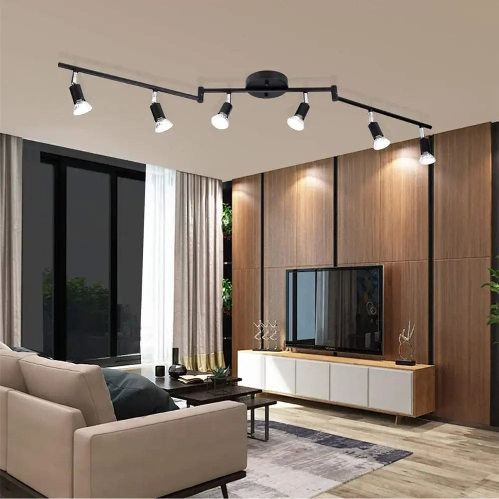 Black metal decorbites™ led ceiling spotlight chandelier with five adjustable spotlights for home lighting decor
