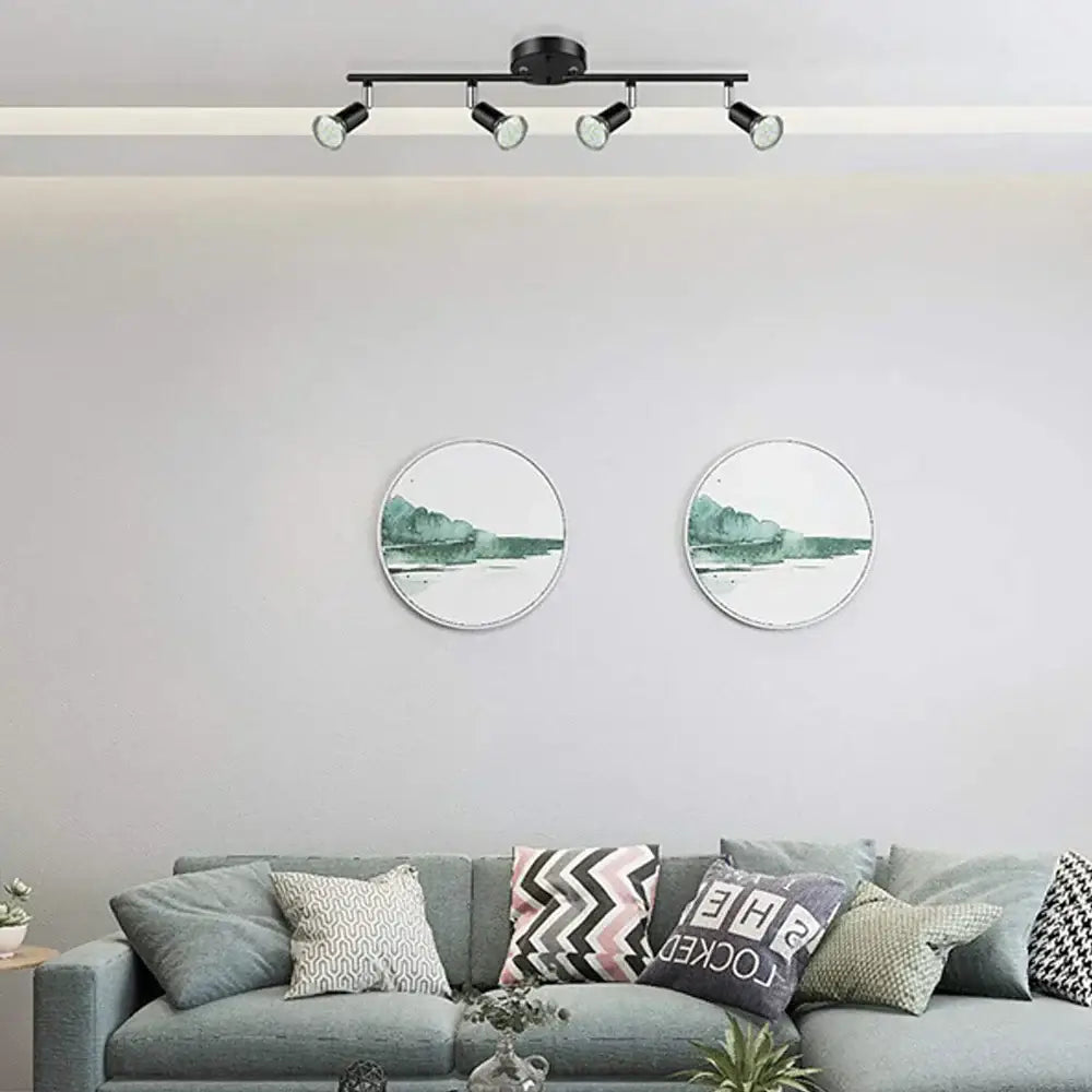 Black metal DecorBites™ ceiling spotlight chandelier with four adjustable LED spotlights for home lighting decor