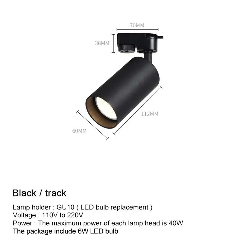 DecorBites LED ceiling spotlight black cylindrical matte finish adjustable head modern lighting solution