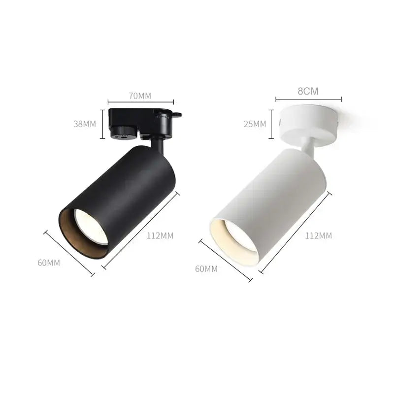 Black and white matte cylindrical decorbites led ceiling spotlights for modern spaces with energy-efficient leds