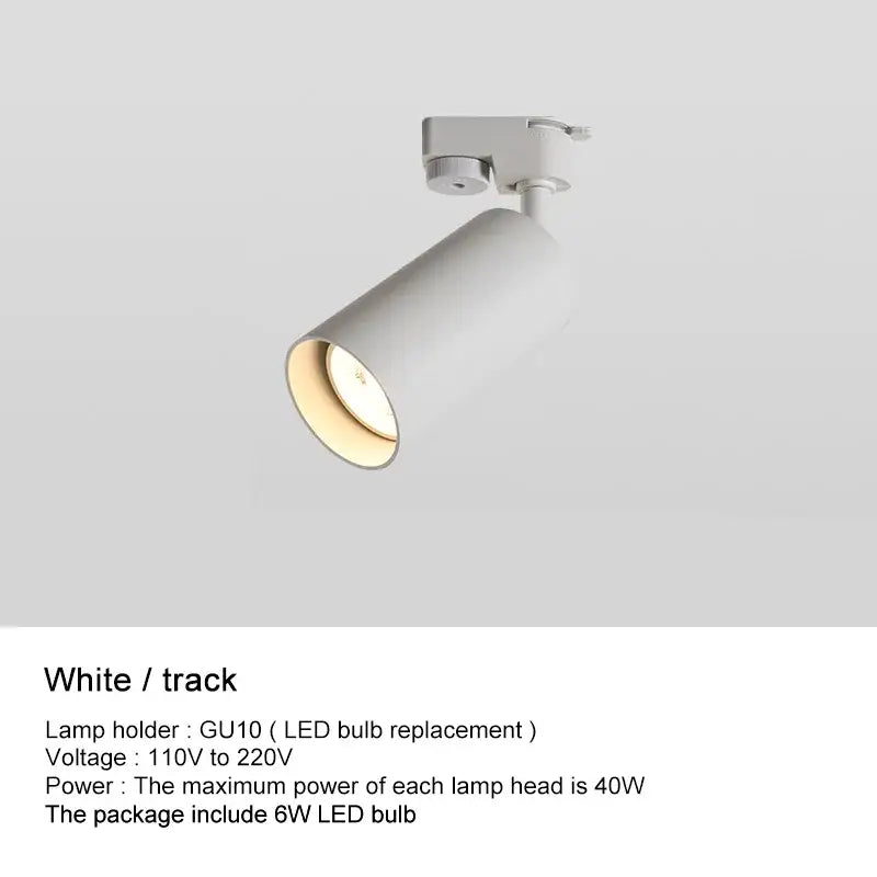 White matte finish decorbites led ceiling spotlight with adjustable cylindrical head for modern spaces lighting