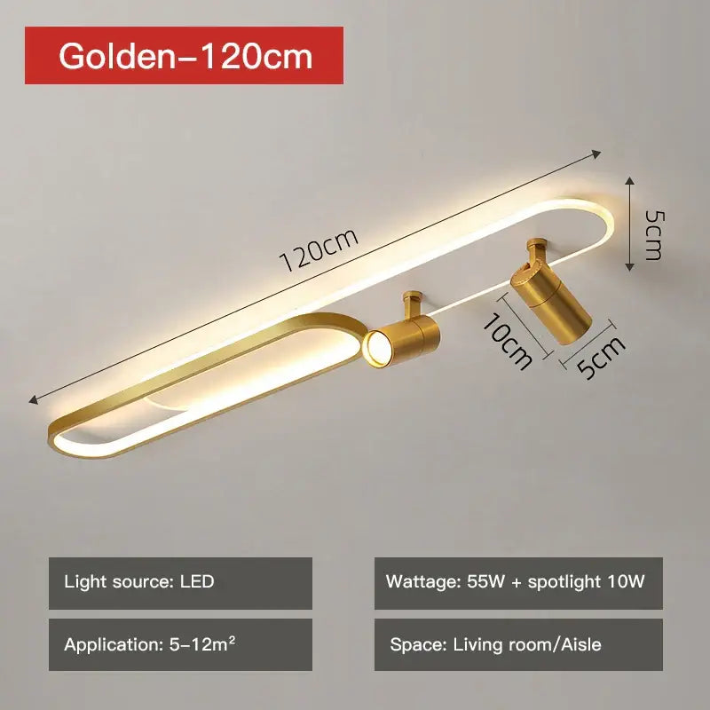 Golden decorbites led ceiling spotlights with sleek rectangular design and two adjustable spotlights for interior lighting