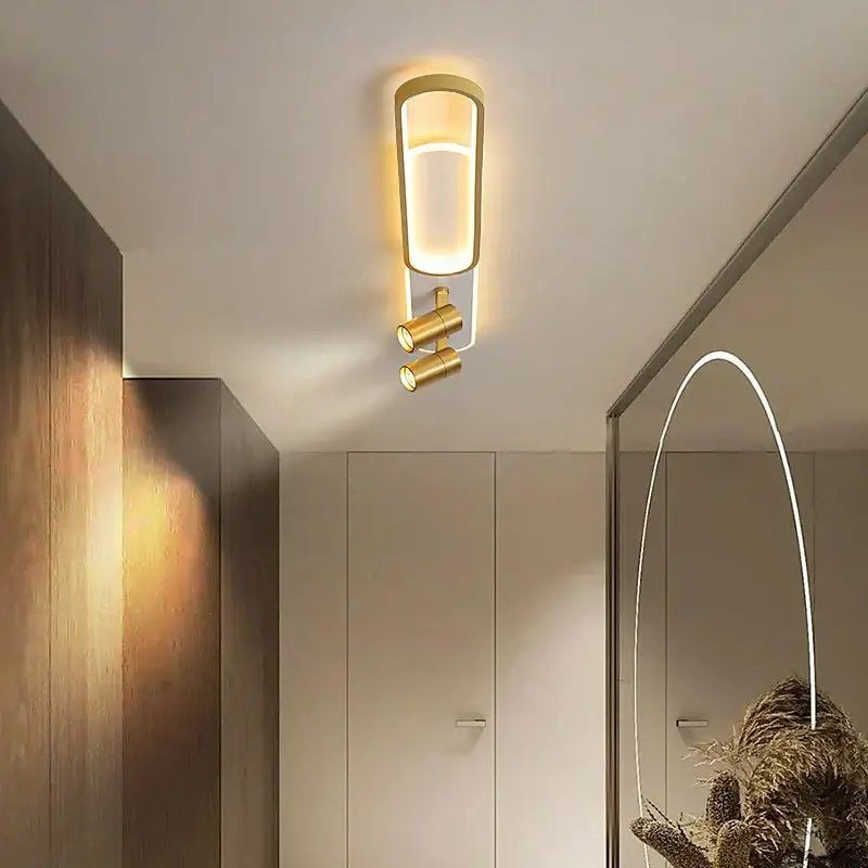 Gold-finished decorbites led ceiling spotlights with rectangular panel and adjustable spotlights for interior lighting