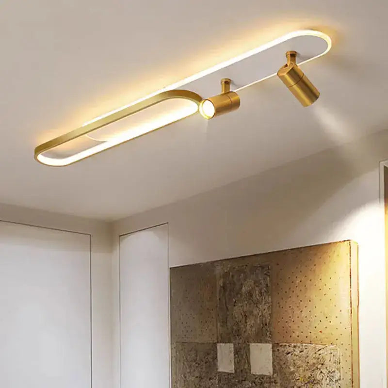 Modern gold-finished decorbites led ceiling spotlights with sleek curved design and integrated led strip for interior lighting
