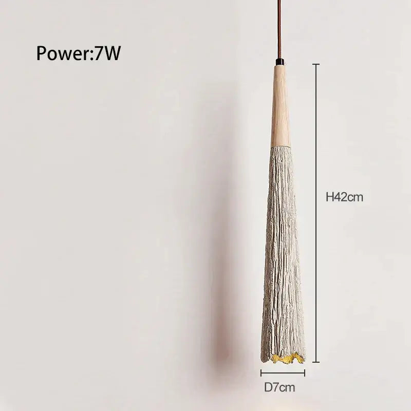 Minimalist decorbites led cement cream pendant lamp with wooden top and golden fringe for bedroom and bar lighting