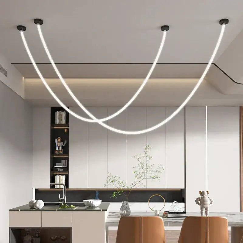 Modern white decorbites led chandelier pendant light with sleek curved silicone design for home and office use