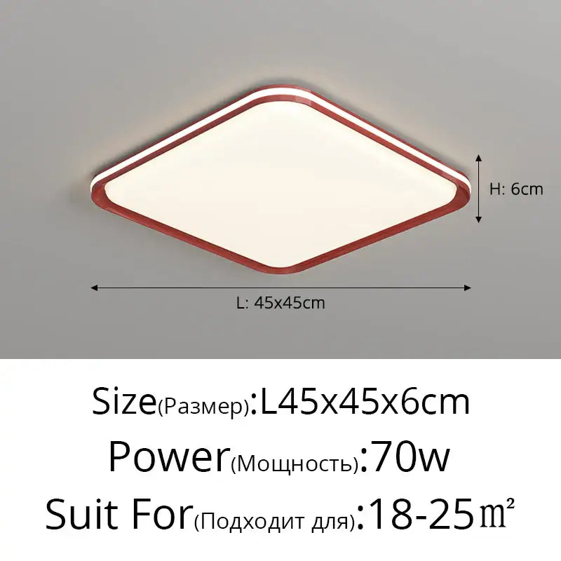 Modern diamond-shaped decorbites led chandelier with sleek red frame and soft white illuminated panel for versatile lighting
