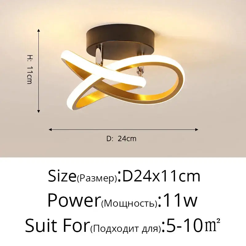 Modern decorbites led chandelier with sleek intertwined white and gold design for elegant ceiling lighting