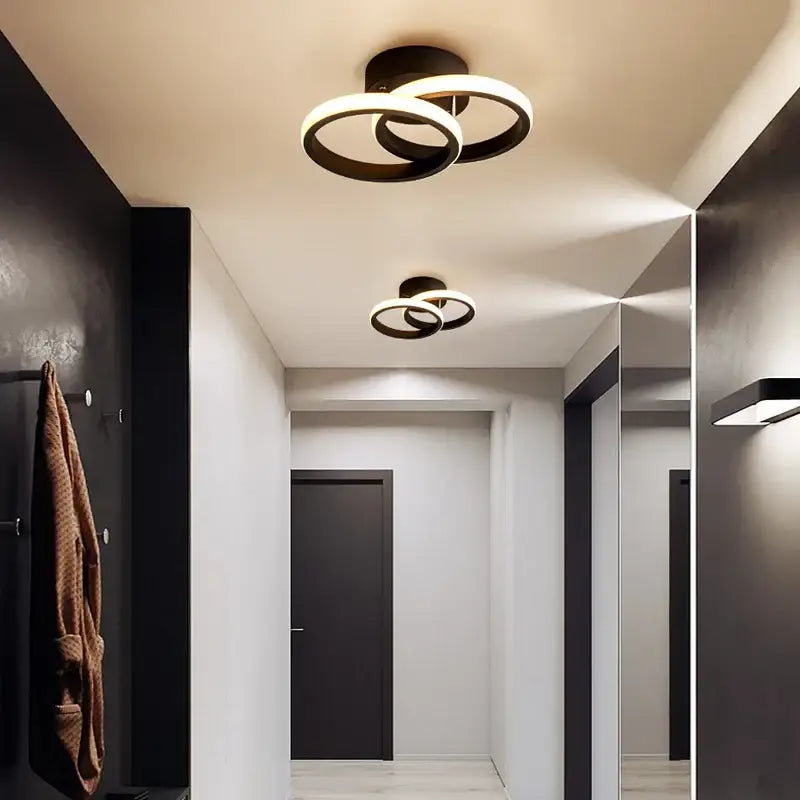 Modern black and white ring-shaped decorbites led chandelier ceiling light fixture for stylish indoor lighting