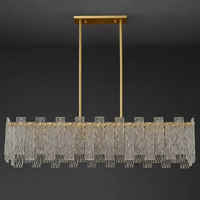 Gold-toned decorbites led chandelier ceiling lamp with cascading clear crystal fringe for living room and bedroom lighting