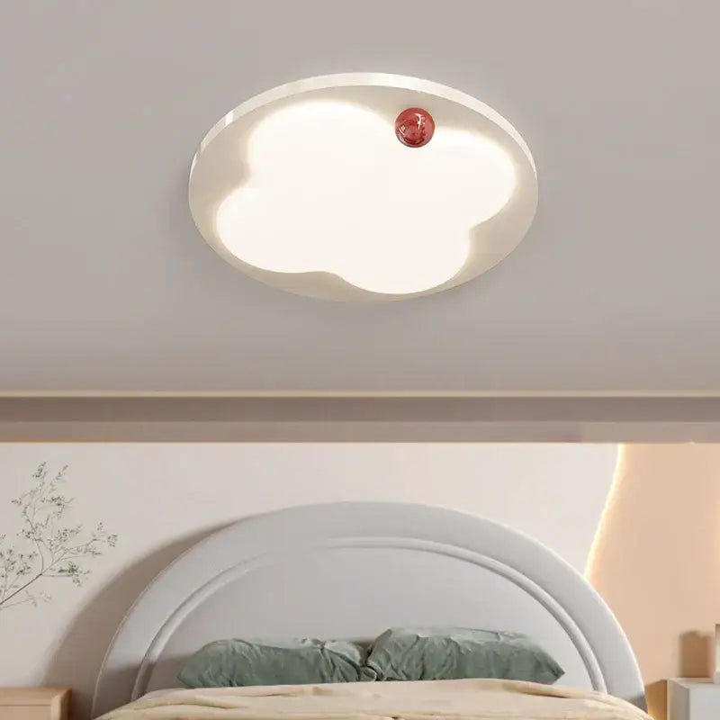 DecorBites LED chandelier ceiling light with soft white cloud shape and glossy red accent sphere for bedroom hallway dining room