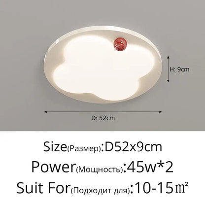 DecorBites™ led chandelier ceiling light with smooth white matte cloud shape and red accent for bedroom hallway dining room