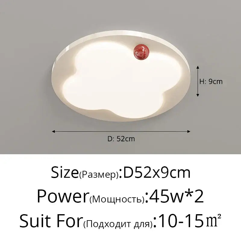 DecorBites™ led chandelier ceiling light with smooth white matte cloud shape and red accent for bedroom hallway dining room