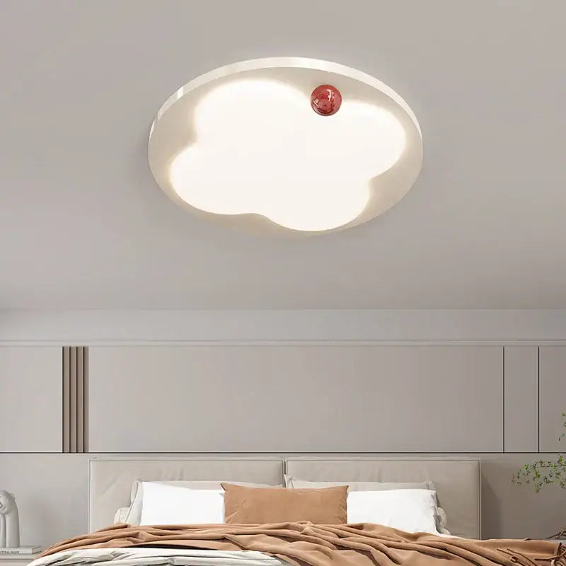 Cloud-shaped decorbites led chandelier ceiling light with smooth white acrylic finish and red accent for bedroom and hallway