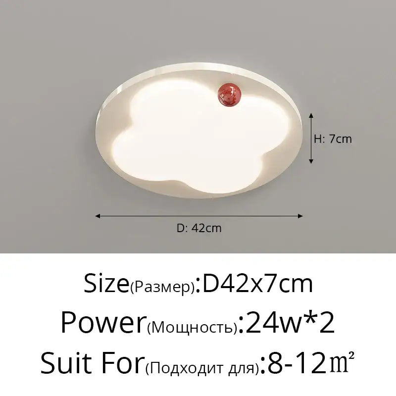 White cloud-shaped decorbites led chandelier ceiling light with red spherical accent for bedroom hallway dining room