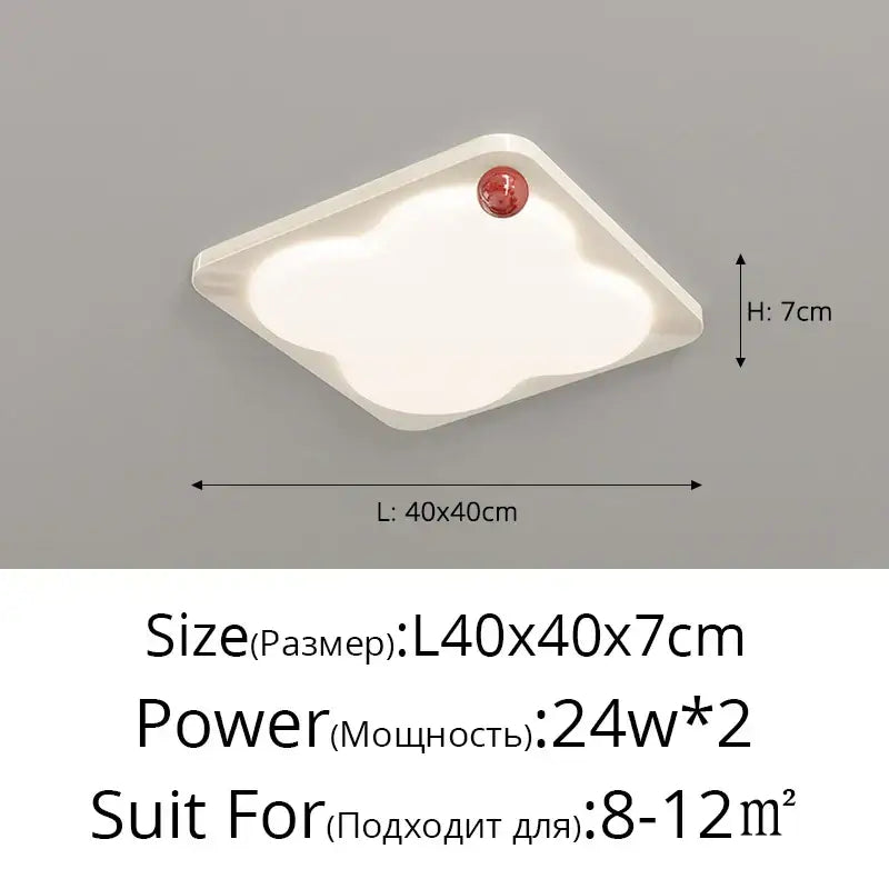 White cloud-shaped ceiling light with red circular accent from decorbites led chandelier for bedroom hallway dining room