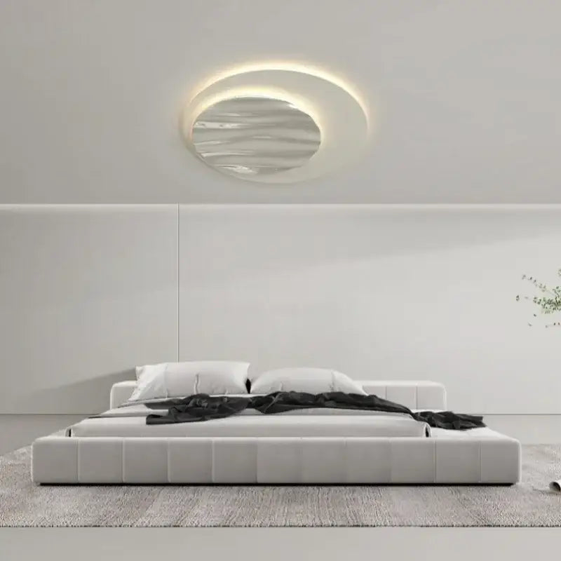 Modern circular DecorBites led chandelier ceiling light with minimalist concentric rings for bedroom and living room use