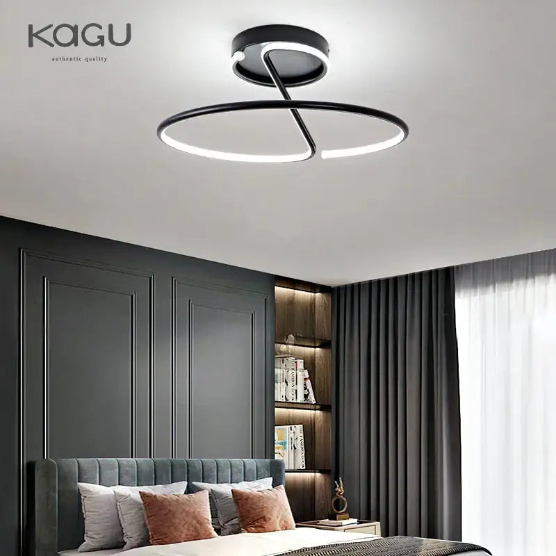 Black modern decorbites led chandelier chrome lamp fixture with sleek circular design and integrated lighting for home decor