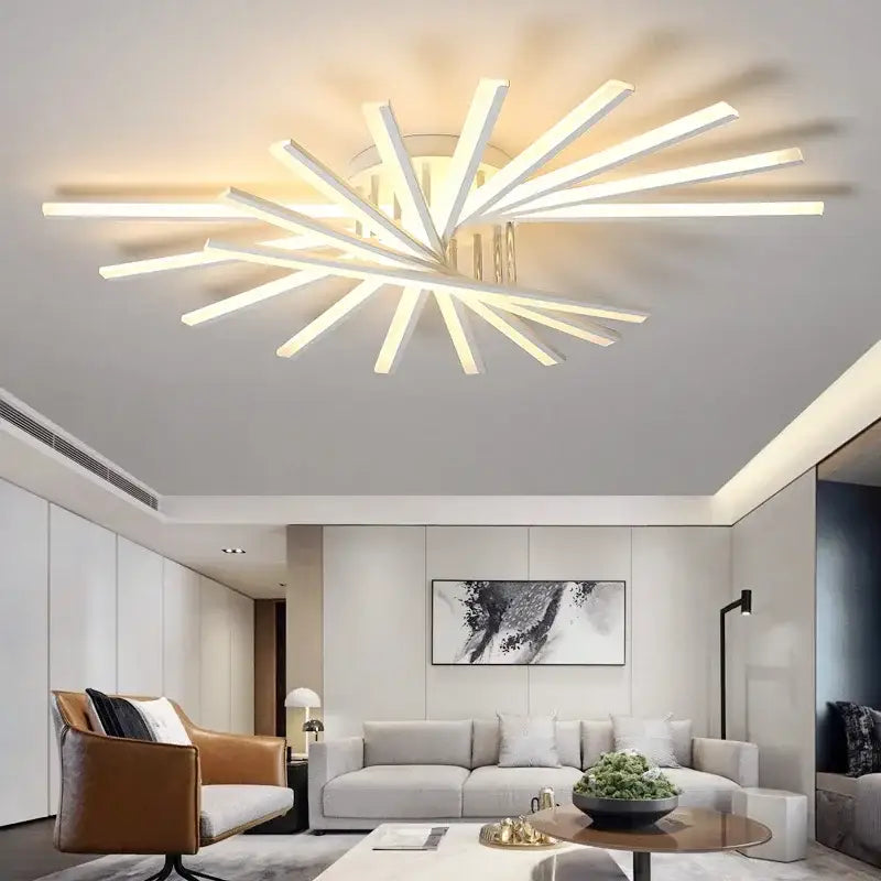 Modern white aluminum decorbites led chandelier with sunburst design chandelier fan lampshade for living room use