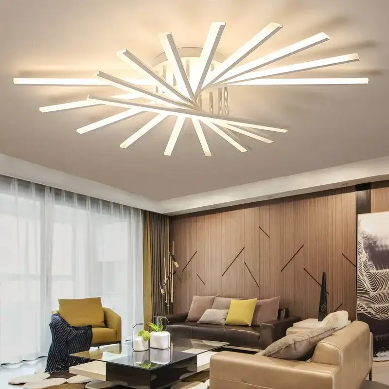 Modern white aluminum decorbites led chandelier with starburst design chandelier fan lampshade for living room use