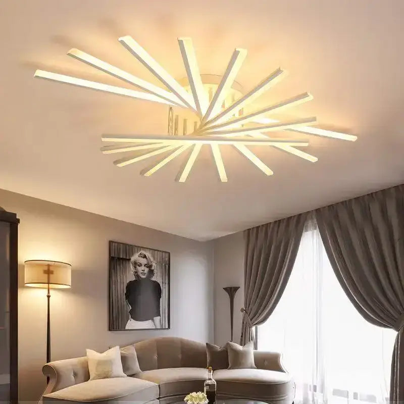 Modern white aluminum decorbites led chandelier with sunburst led chandelier fan lampshade for living room use