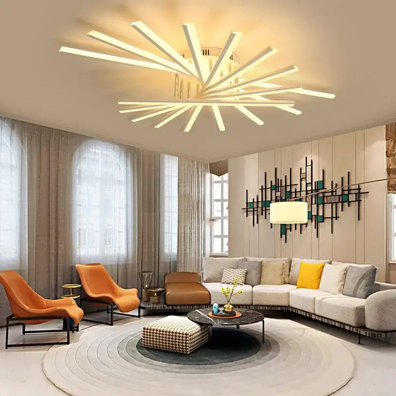 Modern white aluminum decorbites led chandelier fan lampshade with starburst design for living room and bedroom ceilings