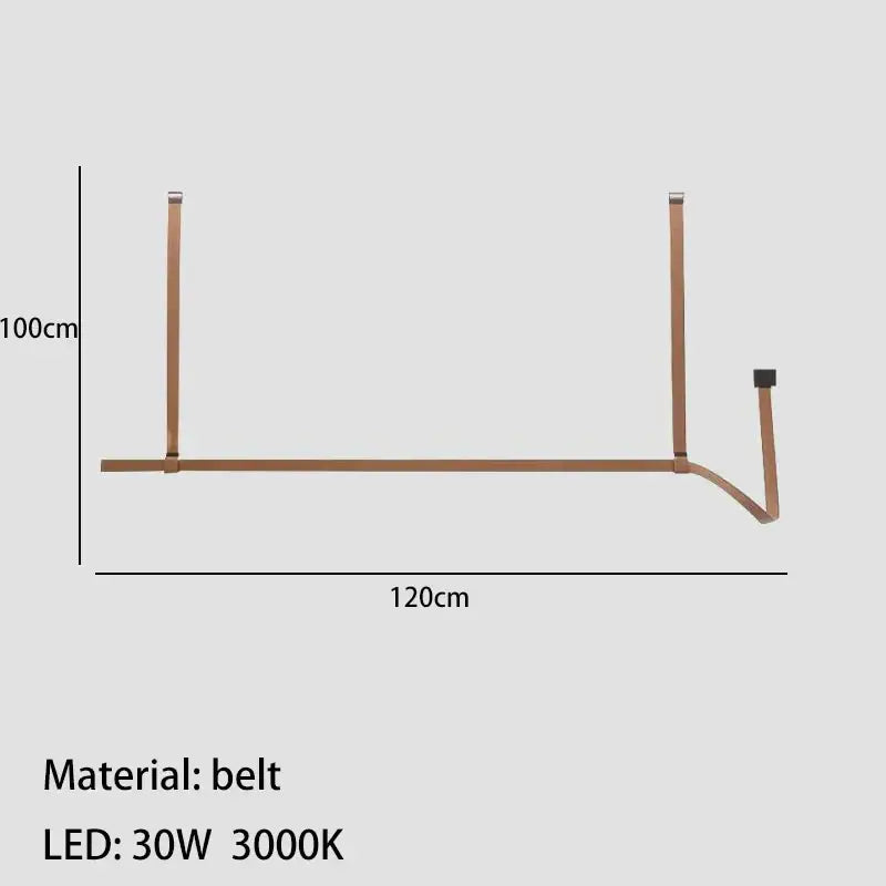 DecorBites led chandelier minimalist copper-colored belt-shaped led light fixture for dining room bar kitchen
