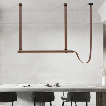 Brown leather strap pendant light with minimalist industrial design in decorbites led chandelier for dining room bar kitchen