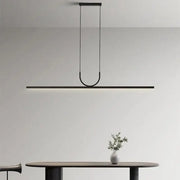 Minimalist black metal led chandelier with integrated led strip for kitchen islands by decorbites nordic minimalist design