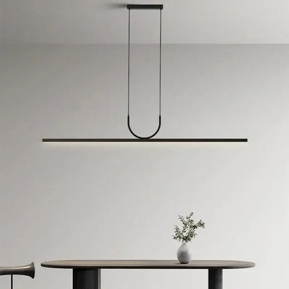 Minimalist black metal led chandelier with integrated led strip for kitchen islands by decorbites nordic minimalist design