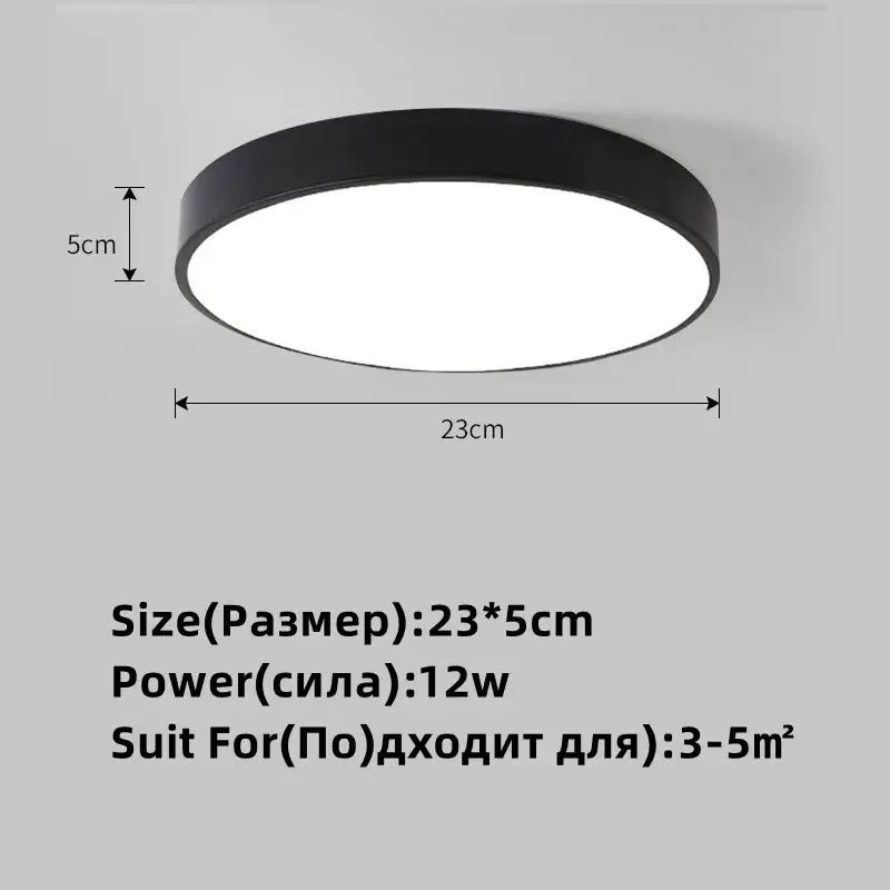 Black circular led chandelier with 23cm diameter and 5cm depth from DecorBites led chandelier for living room lighting