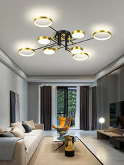 Modern gold and black circular rings led chandelier by decorbites led chandelier for adjustable living room lighting