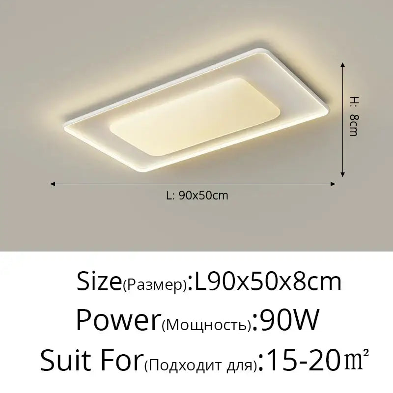 Modern rectangular decorbites led chandelier with sleek white frame and warm glow for kitchen island indoor lighting