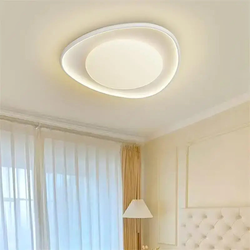 Modern white circular decorbites led chandelier with sleek layered design for kitchen island indoor lighting