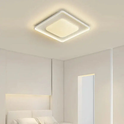 Modern white square decorbites led chandelier with minimalist design and soft ambient glow for kitchen island lighting