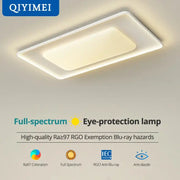 White rectangular ceiling-mounted decorbites led chandelier with minimalist design and soft diffused lighting for kitchens