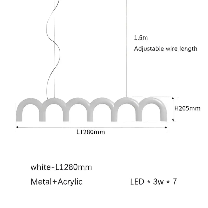 White modern decorbites led chandelier with sleek wave-like metal and acrylic design for living room and dining tables
