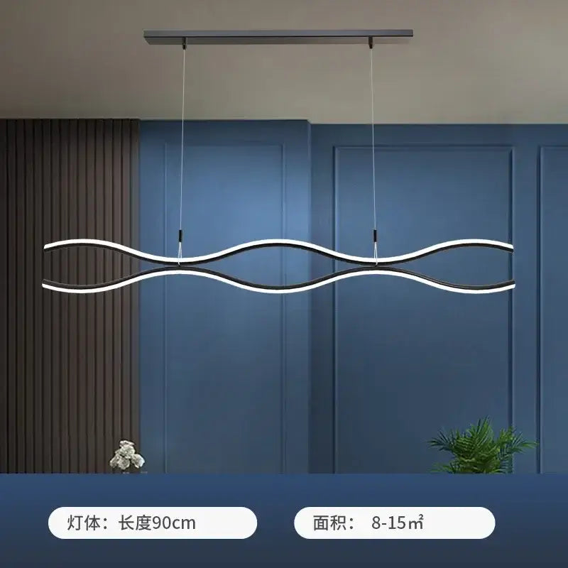 Modern minimalist decorbites led chandelier pendant light with black and white wave-like led strips for dining or bar tables