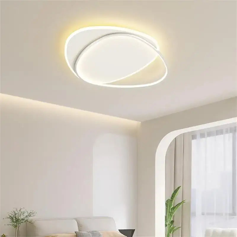 Modern white circular led chandelier decorbites led chandelier with minimalist design and soft glowing illumination for indoor use