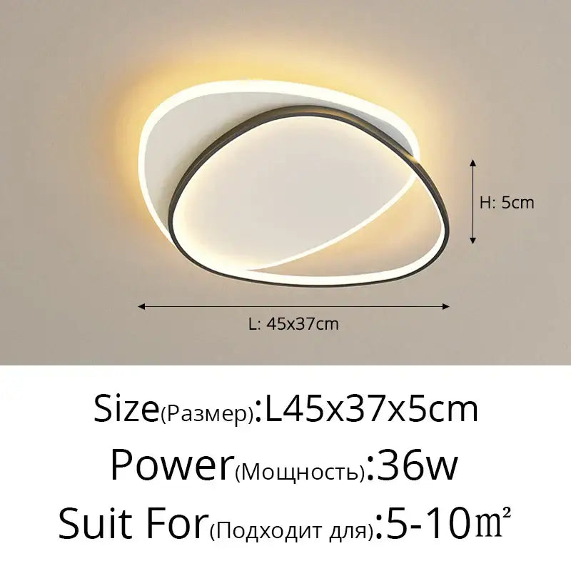 Modern minimalist decorbites led chandelier with sleek double-layered oval white and black design and integrated led glow