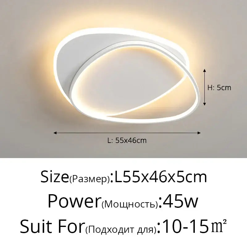 Modern white led chandelier with sleek double-ring design emitting warm light for bedroom and living room by decorbites led