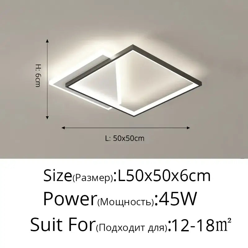 Modern minimalist led chandelier with sleek black frame and white illumination by decorbites for contemporary interiors